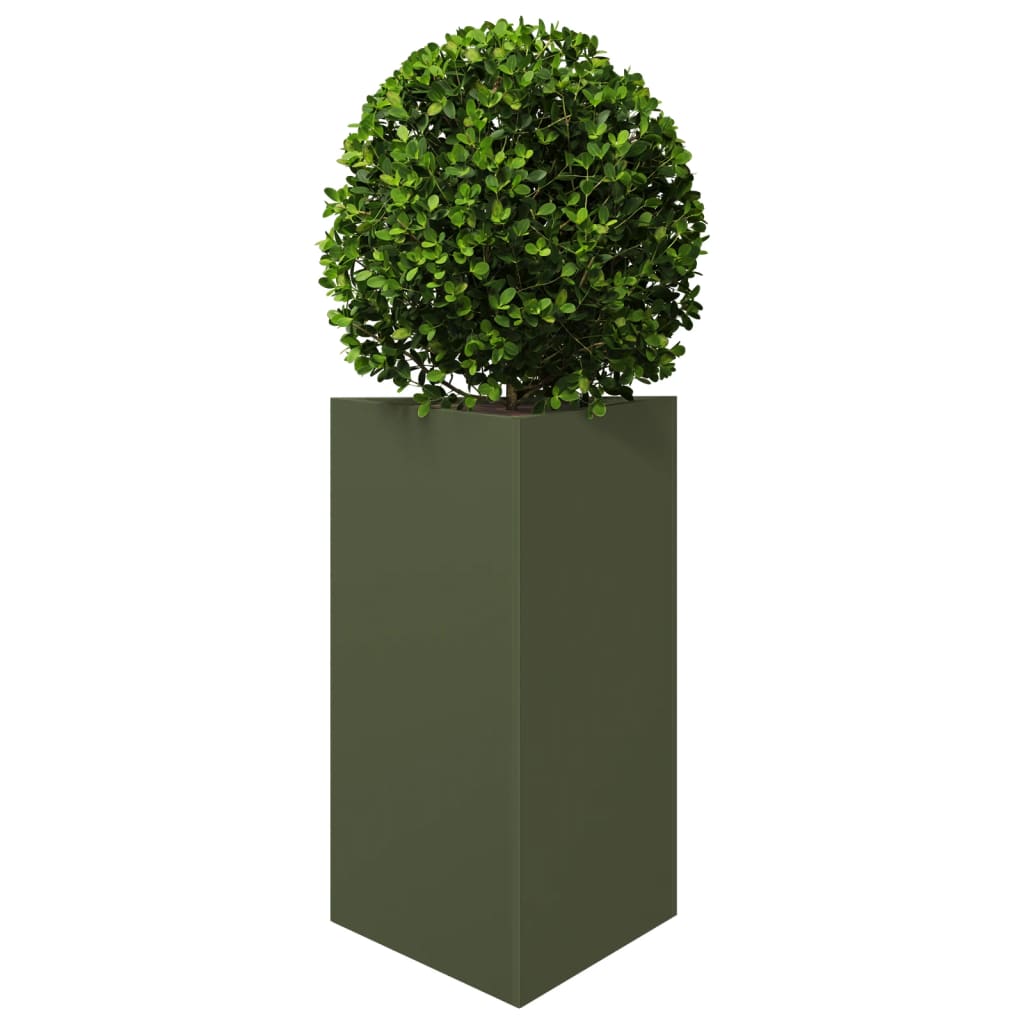 Garden Planter Olive Green Triangular 50x43x75 cm Steel