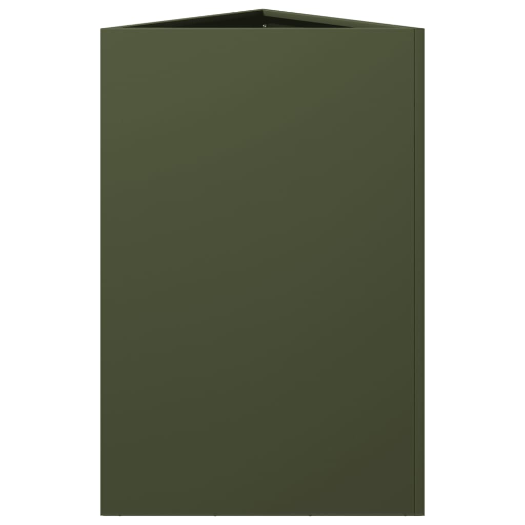 Garden Planter Olive Green Triangular 50x43x75 cm Steel