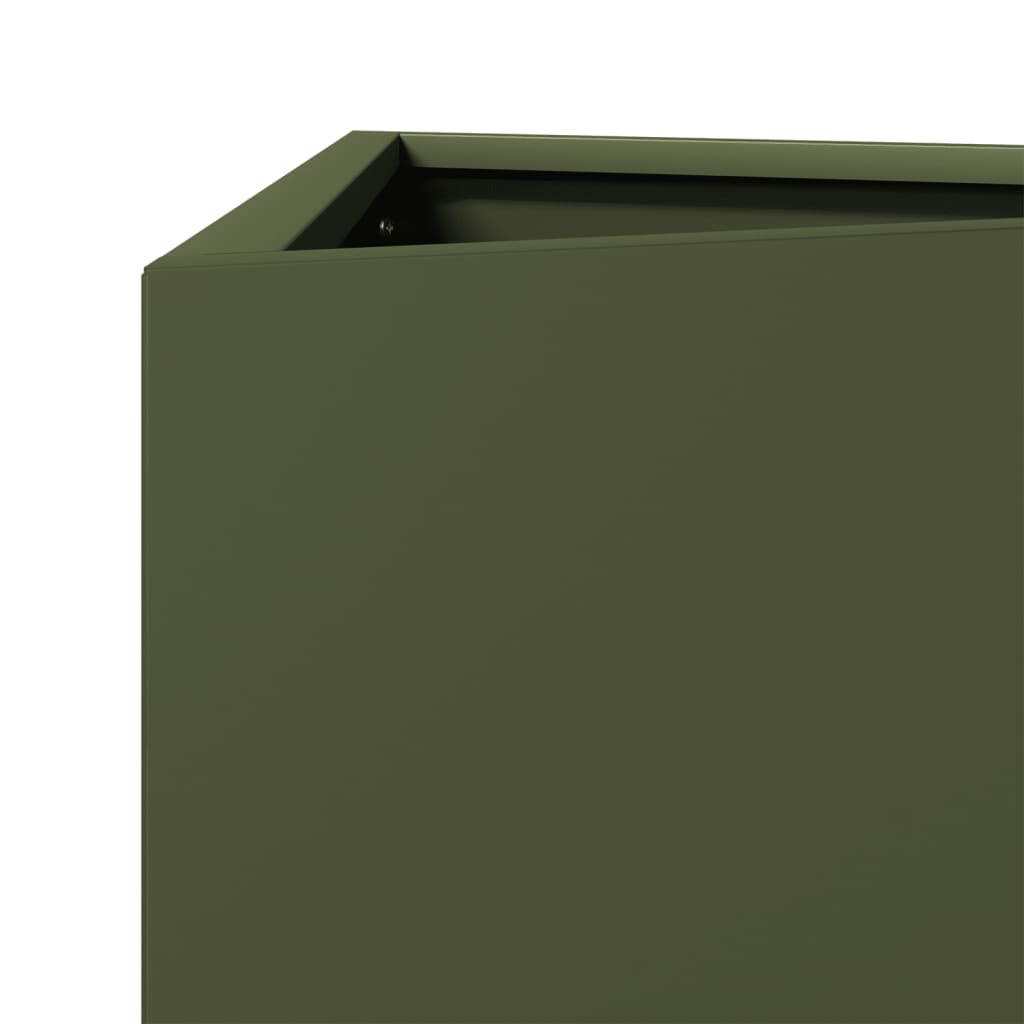 Garden Planter Olive Green Triangular 50x43x75 cm Steel