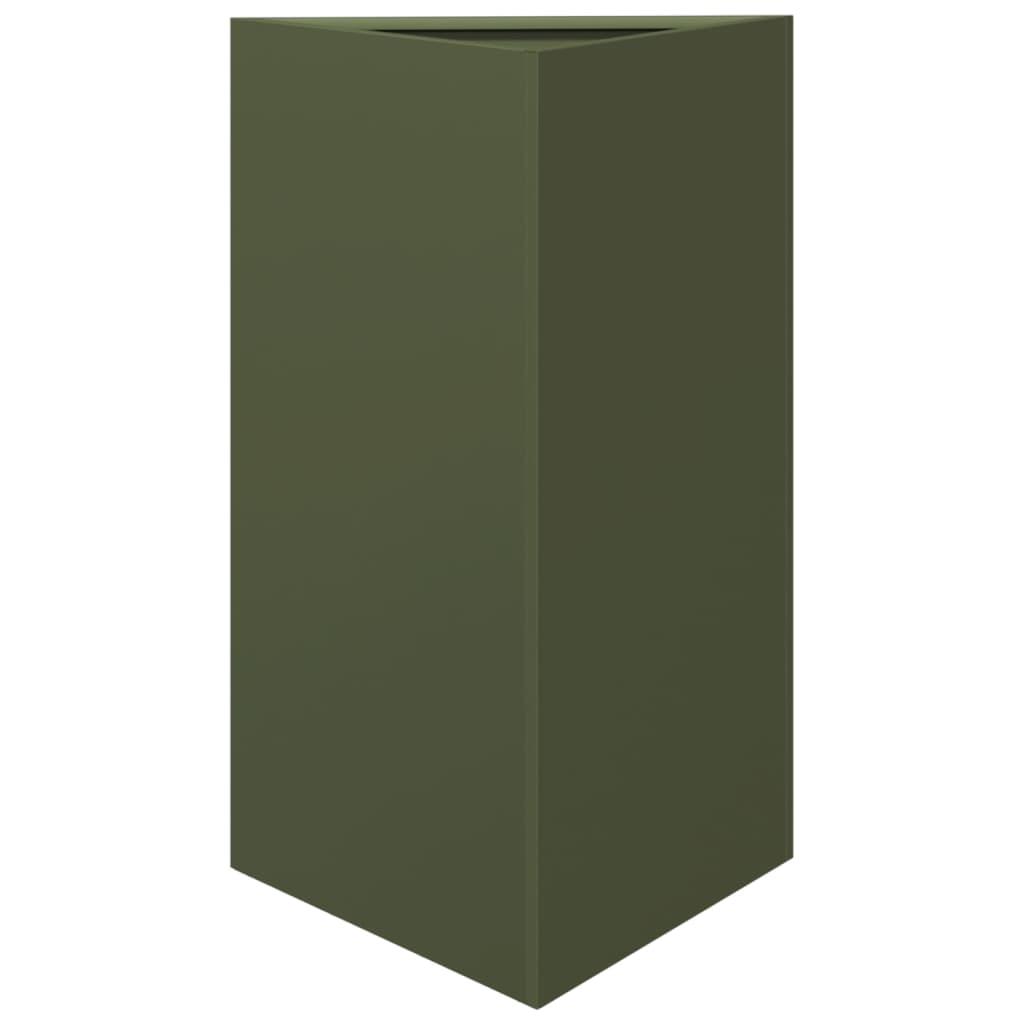 Garden Planters 2 pcs Olive Green Triangular 50x43x75 cm Steel