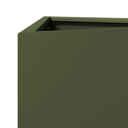 Garden Planters 2 pcs Olive Green Triangular 50x43x75 cm Steel