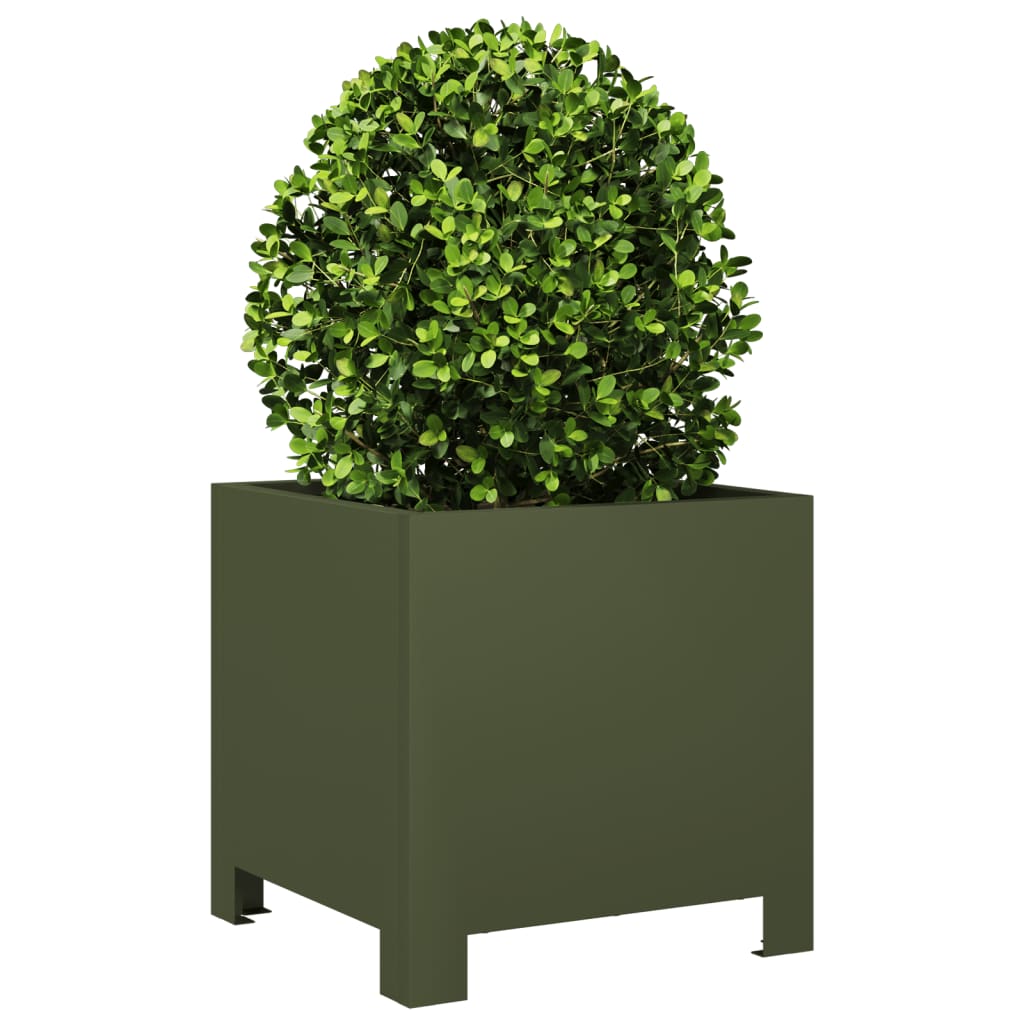 Garden Planter Olive Green 30x30x30 cm Steel