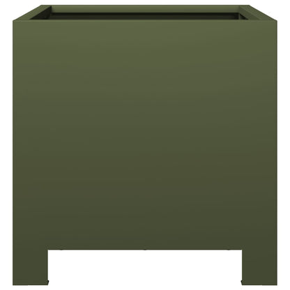 Garden Planter Olive Green 30x30x30 cm Steel