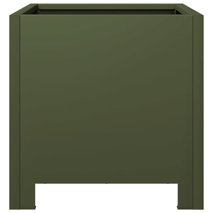 Garden Planter Olive Green 30x30x30 cm Steel