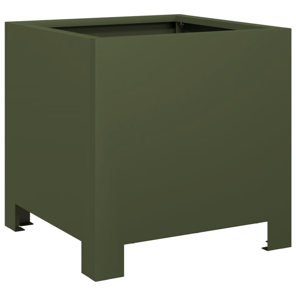 Garden Planter Olive Green 30x30x30 cm Steel