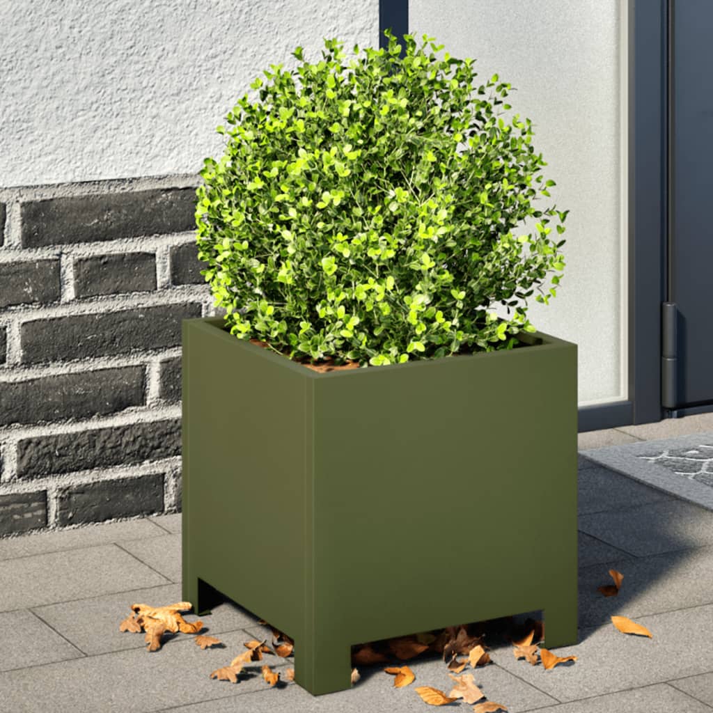 Garden Planter Olive Green 30x30x30 cm Steel