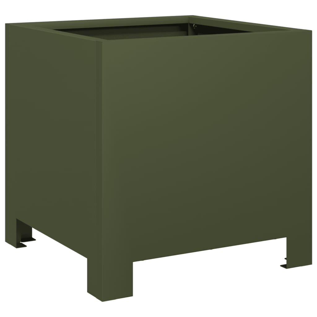 Garden Planters 2 pcs Olive Green 30x30x30 cm Steel