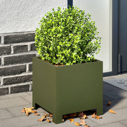 Garden Planters 2 pcs Olive Green 30x30x30 cm Steel