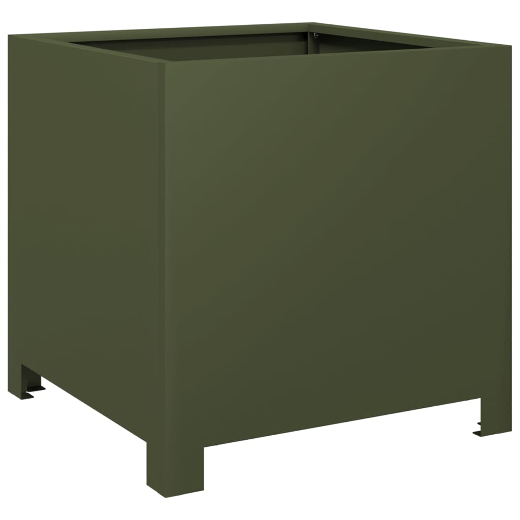 Garden Planter Olive Green 40x40x40 cm Steel