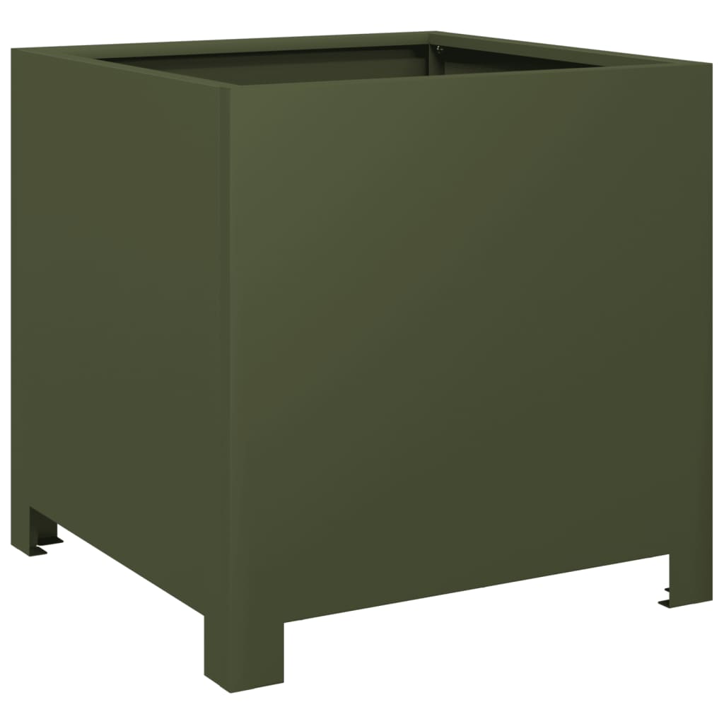 Garden Planter Olive Green 40x40x40 cm Steel