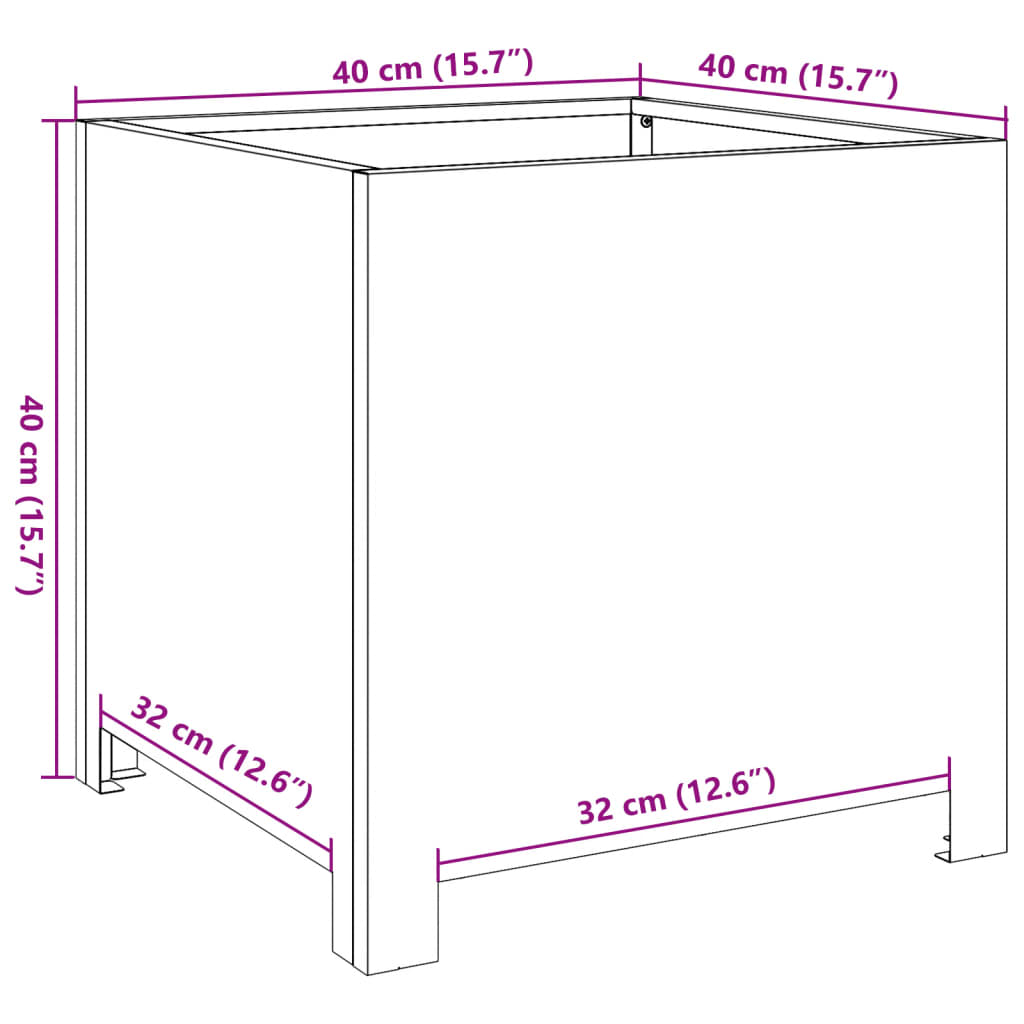 Garden Planter Olive Green 40x40x40 cm Steel