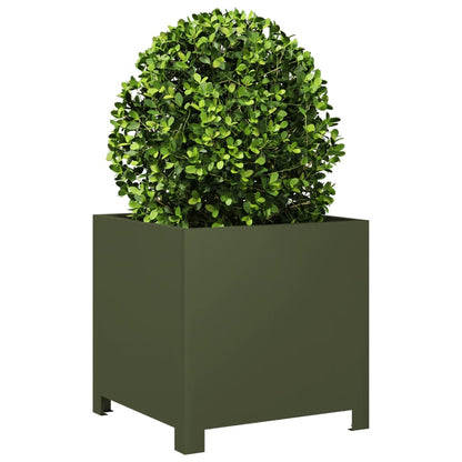 Garden Planters 2 pcs Olive Green 40x40x40 cm Steel