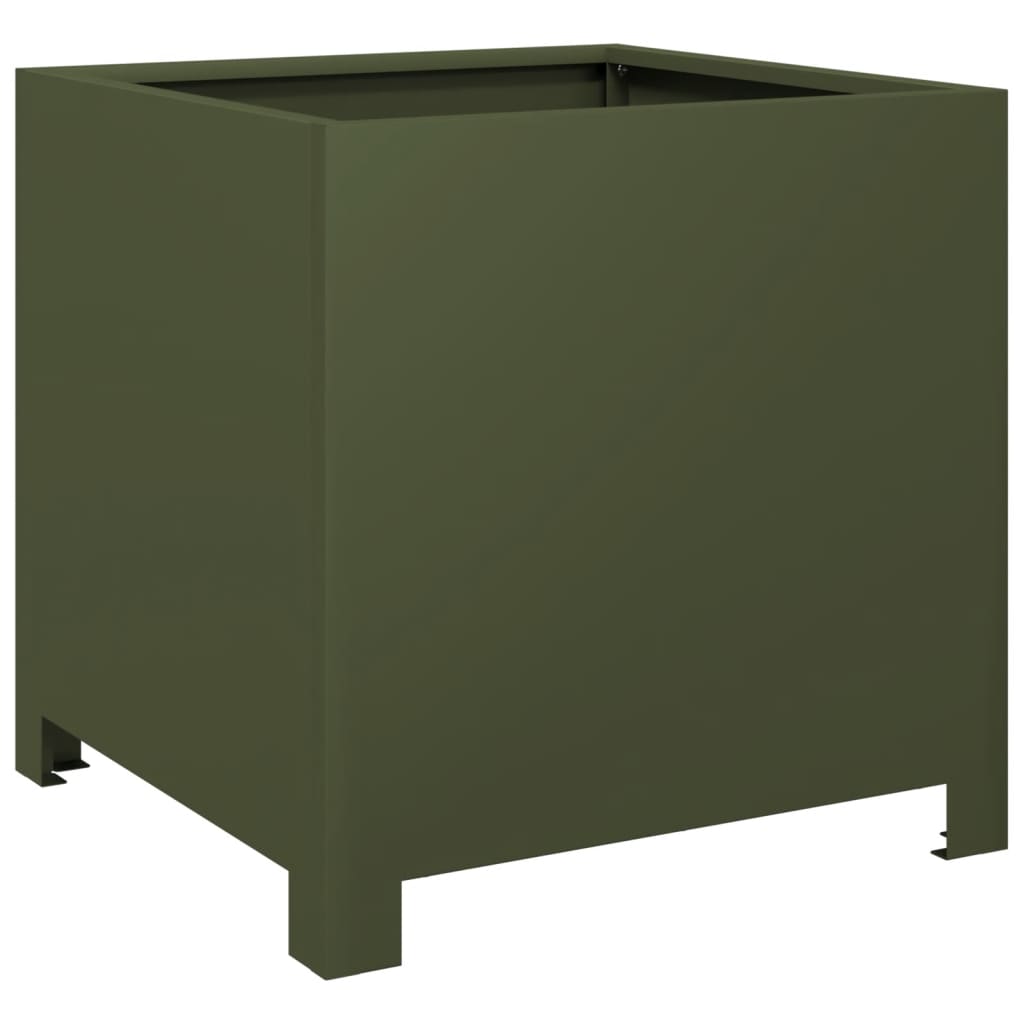 Garden Planters 2 pcs Olive Green 40x40x40 cm Steel