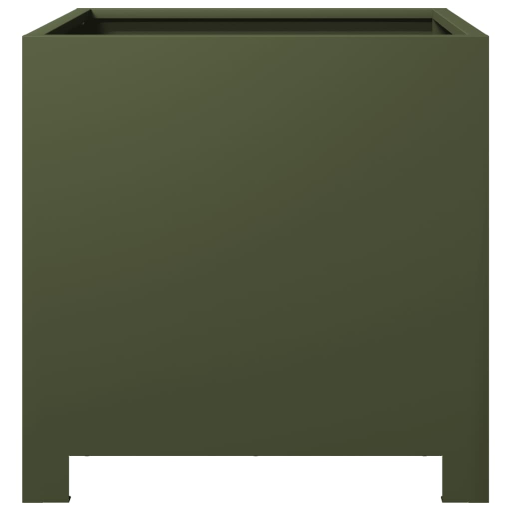 Garden Planters 2 pcs Olive Green 40x40x40 cm Steel