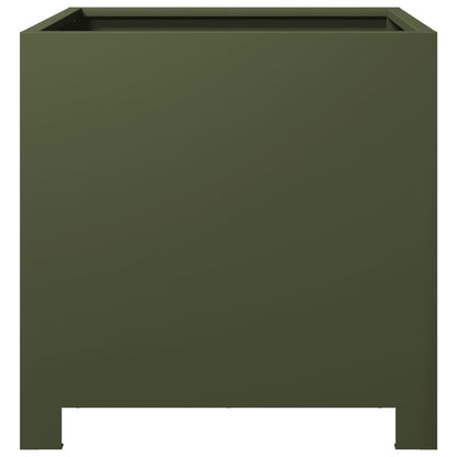 Garden Planters 2 pcs Olive Green 40x40x40 cm Steel