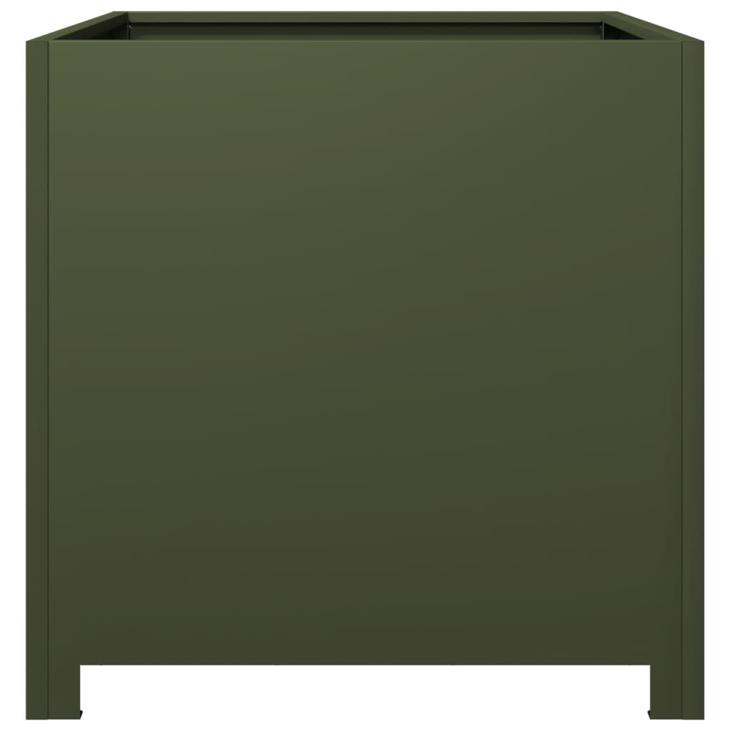 Garden Planter Olive Green 50x50x50 cm Steel