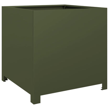 Garden Planter Olive Green 50x50x50 cm Steel