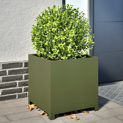 Garden Planter Olive Green 50x50x50 cm Steel