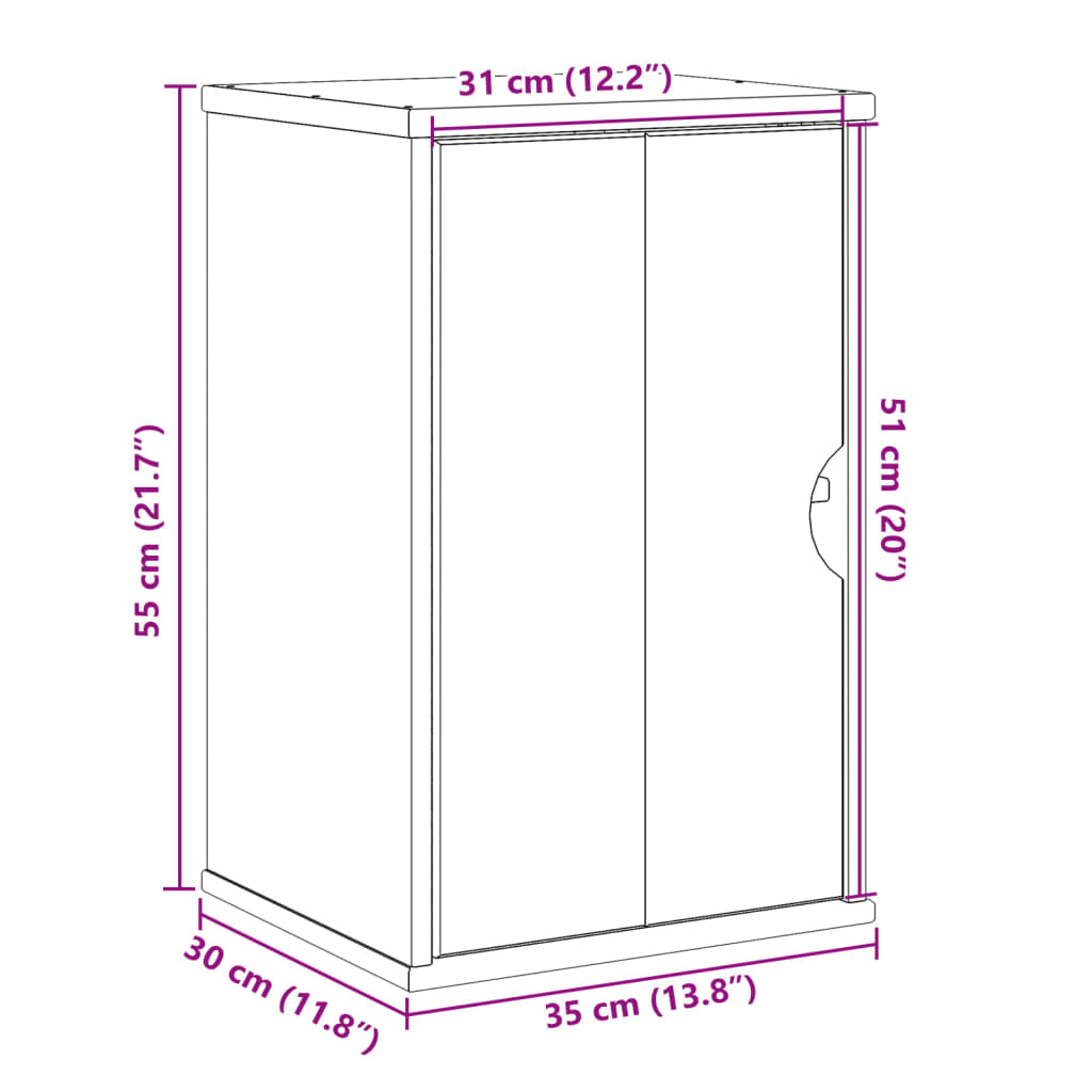 Bathroom Wall Cabinet OTTA 35x30x55 cm Solid Wood Pine