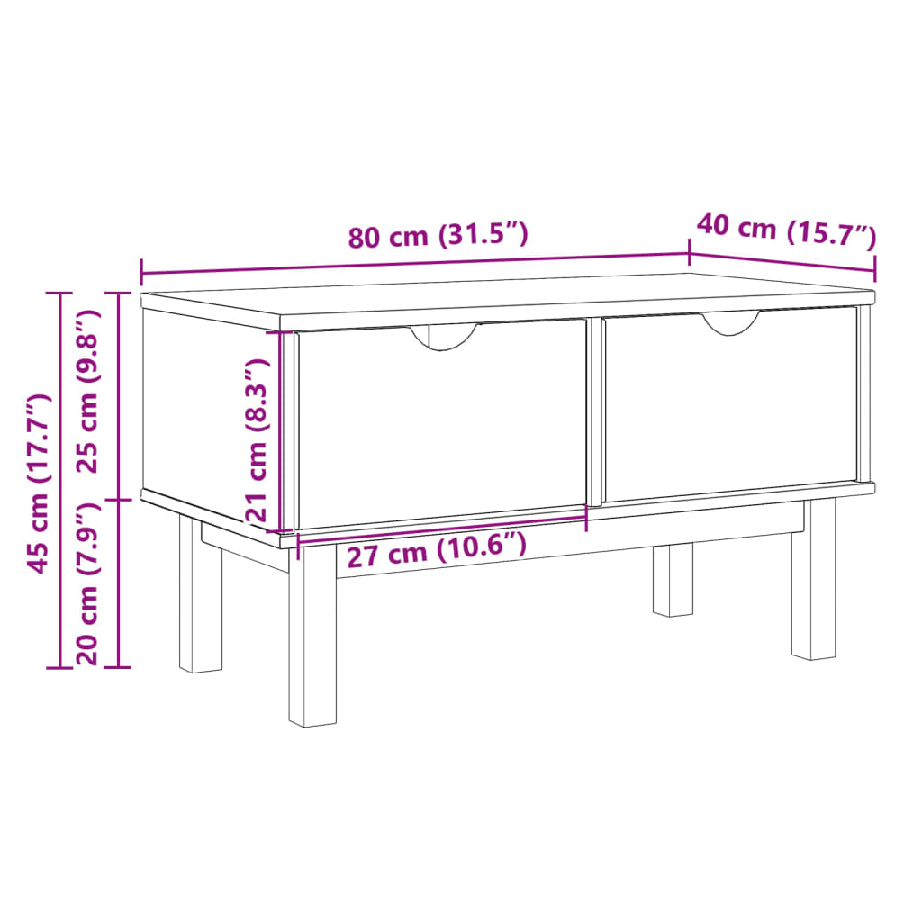 Hallway Bench OTTA 80x40x45 cm Solid Wood Pine