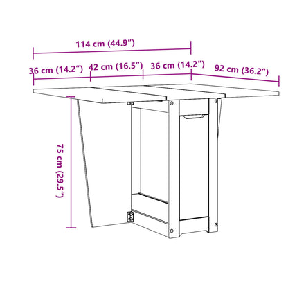 Butterfly Dining Table Foldable Corona Wax Brown Solid Wood Pine