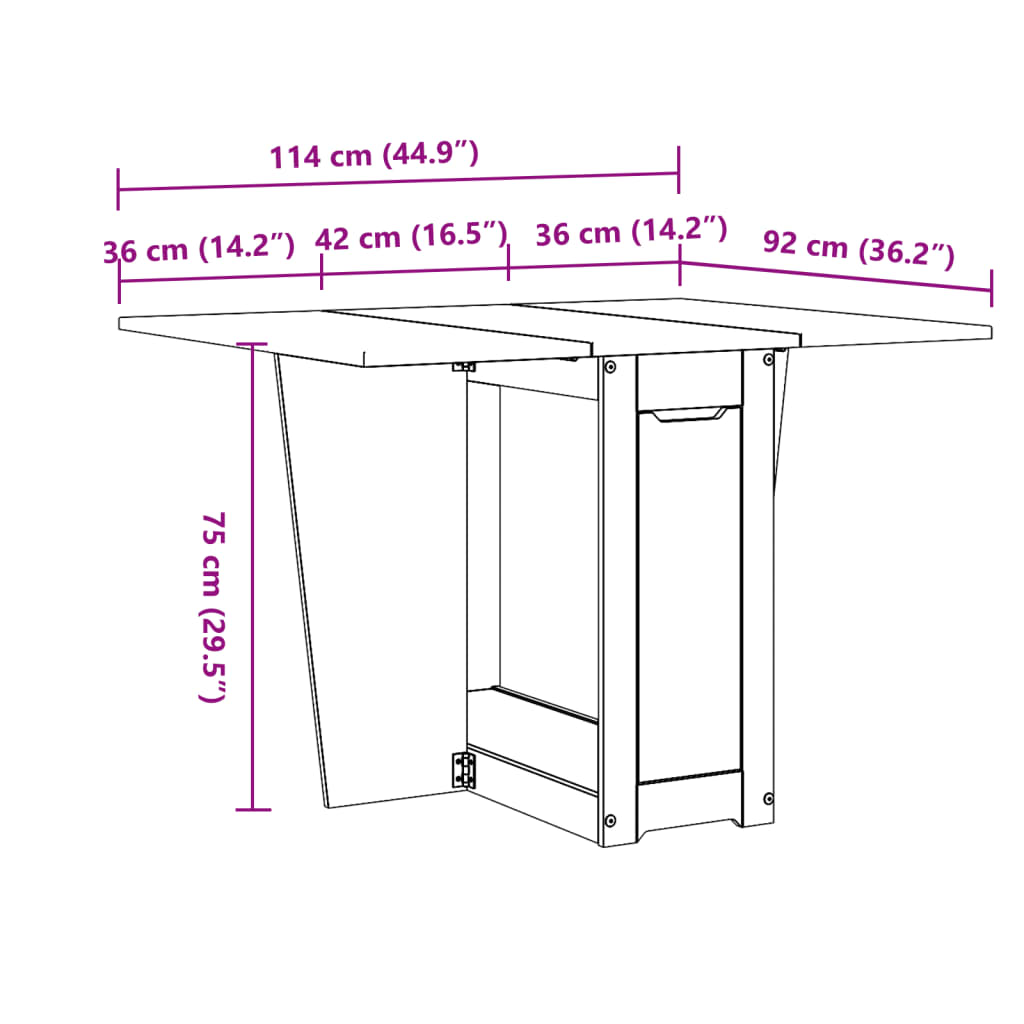 Butterfly Dining Table Foldable Corona White Solid Wood Pine