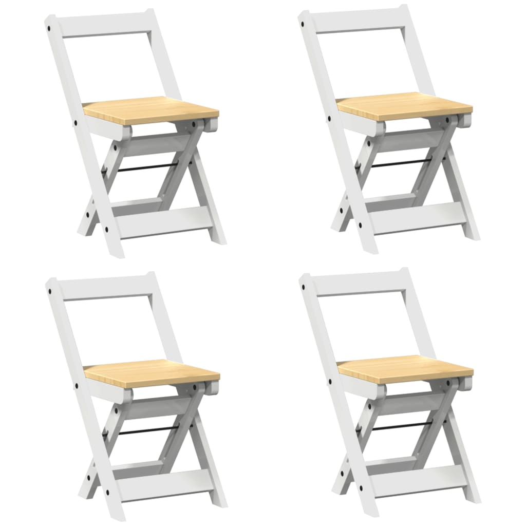 Dining Chairs Foldable 4 pcs Corona White Solid Wood Pine