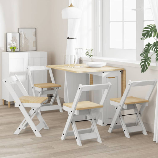 Dining Chairs Foldable 4 pcs Corona White Solid Wood Pine