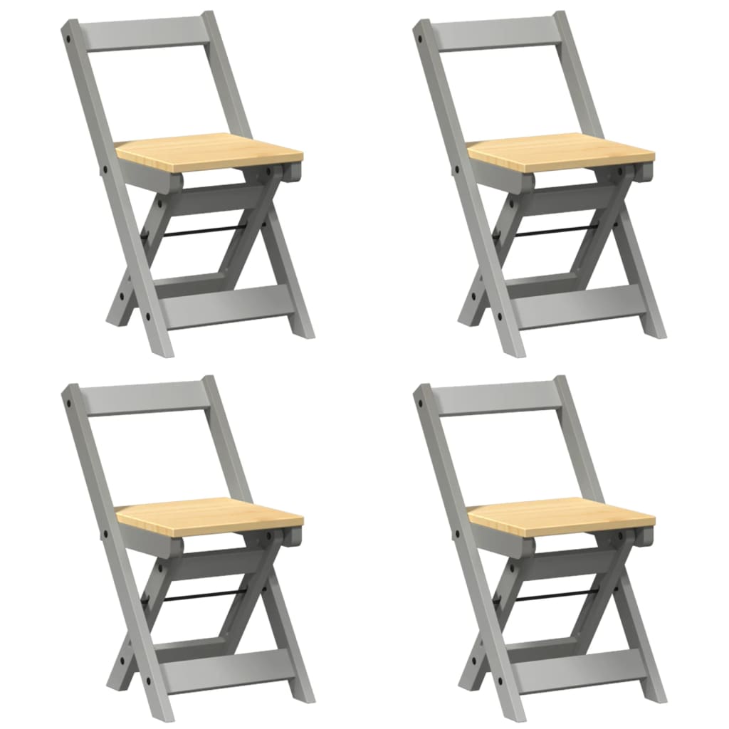 Dining Chairs Foldable 4 pcs Corona Grey Solid Wood Pine