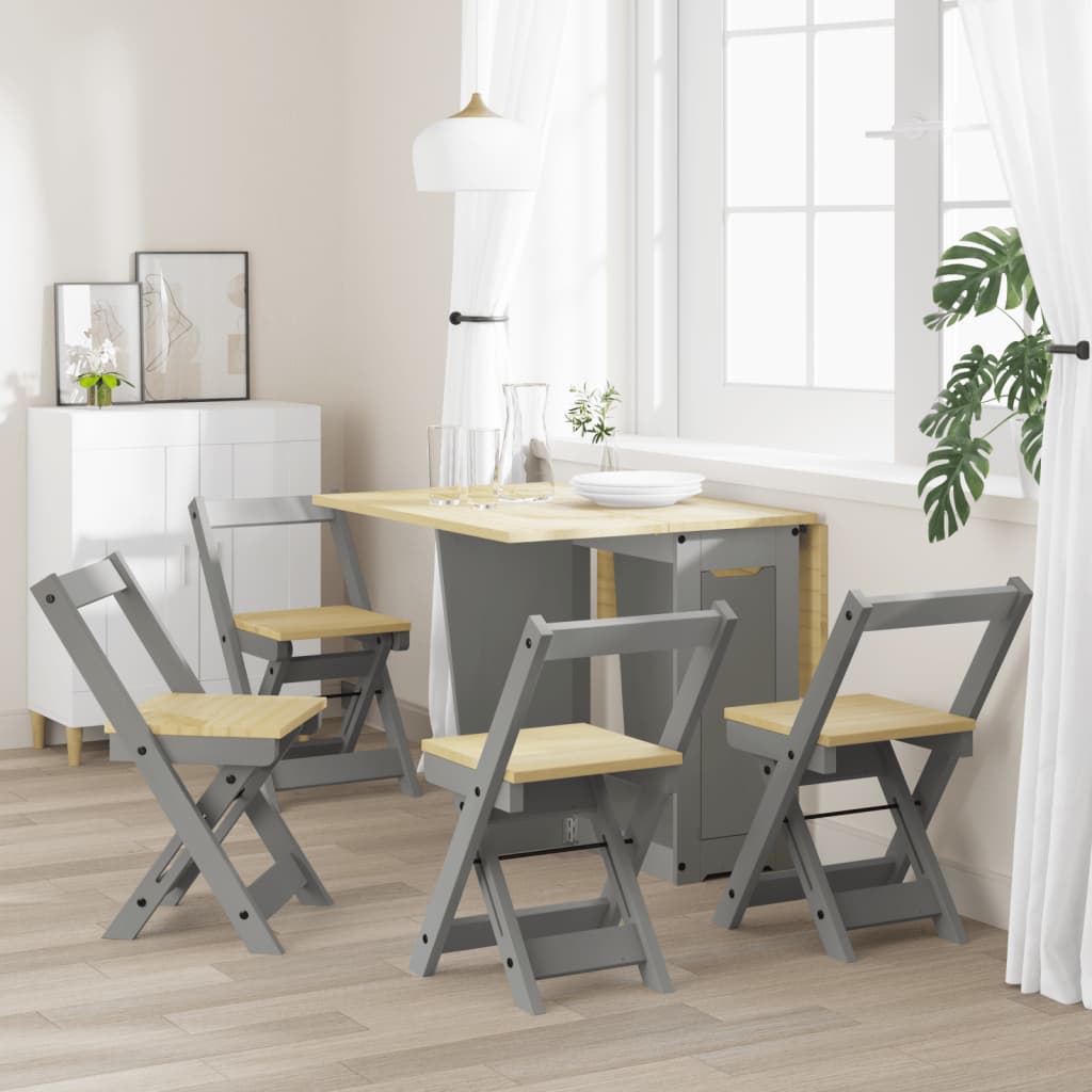 Dining Chairs Foldable 4 pcs Corona Grey Solid Wood Pine