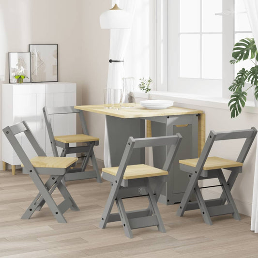 Dining Chairs Foldable 4 pcs Corona Grey Solid Wood Pine