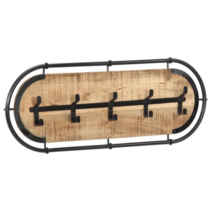 Wall-mounted Coat Rack with 5 Hooks Solid Wood Rough Mango