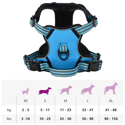 Dog Harness with Reflective Stripes Adjustable Blue S