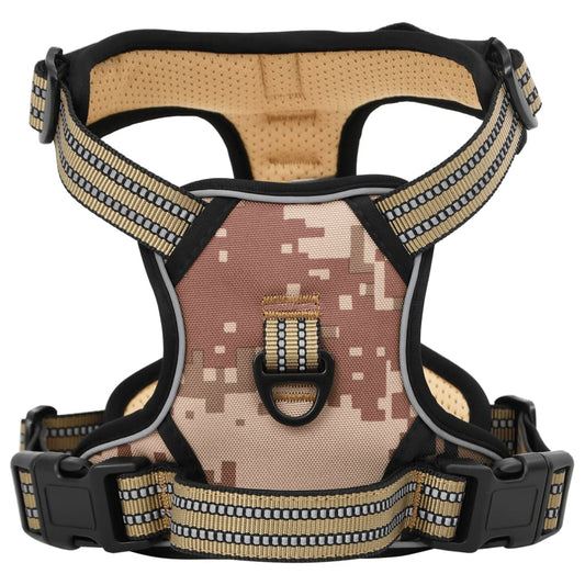 Dog Harness with Reflective Stripes Adjustable Camouflage Brown S