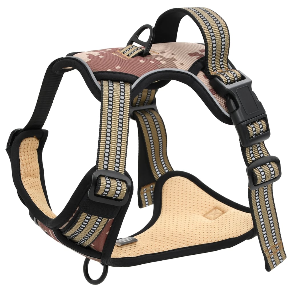 Dog Harness with Reflective Stripes Adjustable Camouflage Brown S