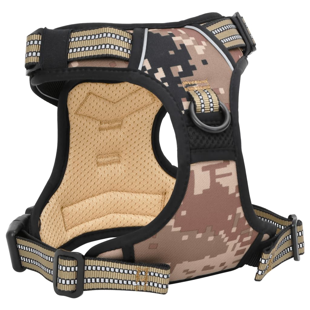 Dog Harness with Reflective Stripes Adjustable Camouflage Brown S