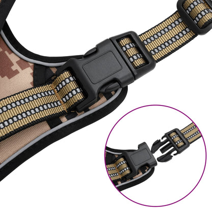 Dog Harness with Reflective Stripes Adjustable Camouflage Brown S