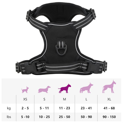 Dog Harness with Reflective Stripes Adjustable Black M