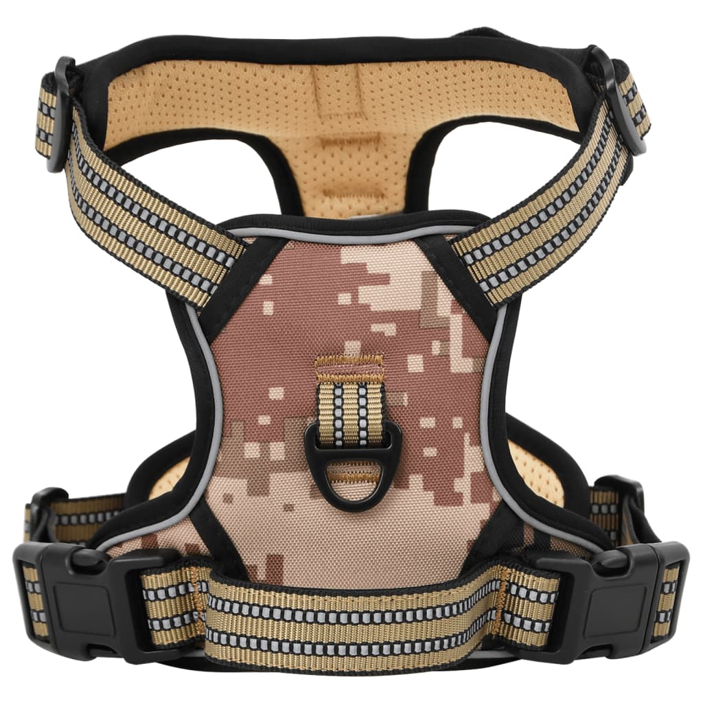 Dog Harness with Reflective Stripes Adjustable Camouflage Brown M