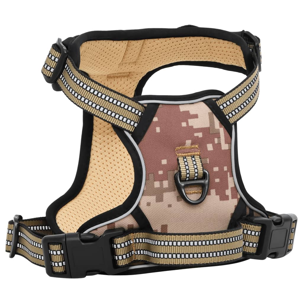 Dog Harness with Reflective Stripes Adjustable Camouflage Brown M