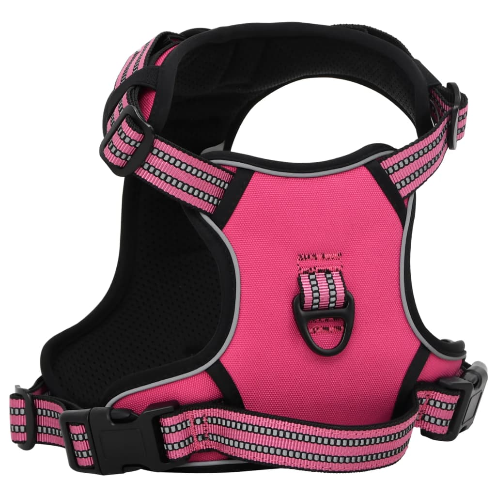 Dog Harness with Reflective Stripes Adjustable Pink M