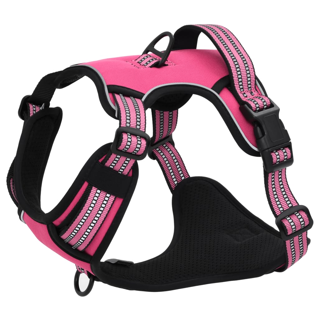 Dog Harness with Reflective Stripes Adjustable Pink M