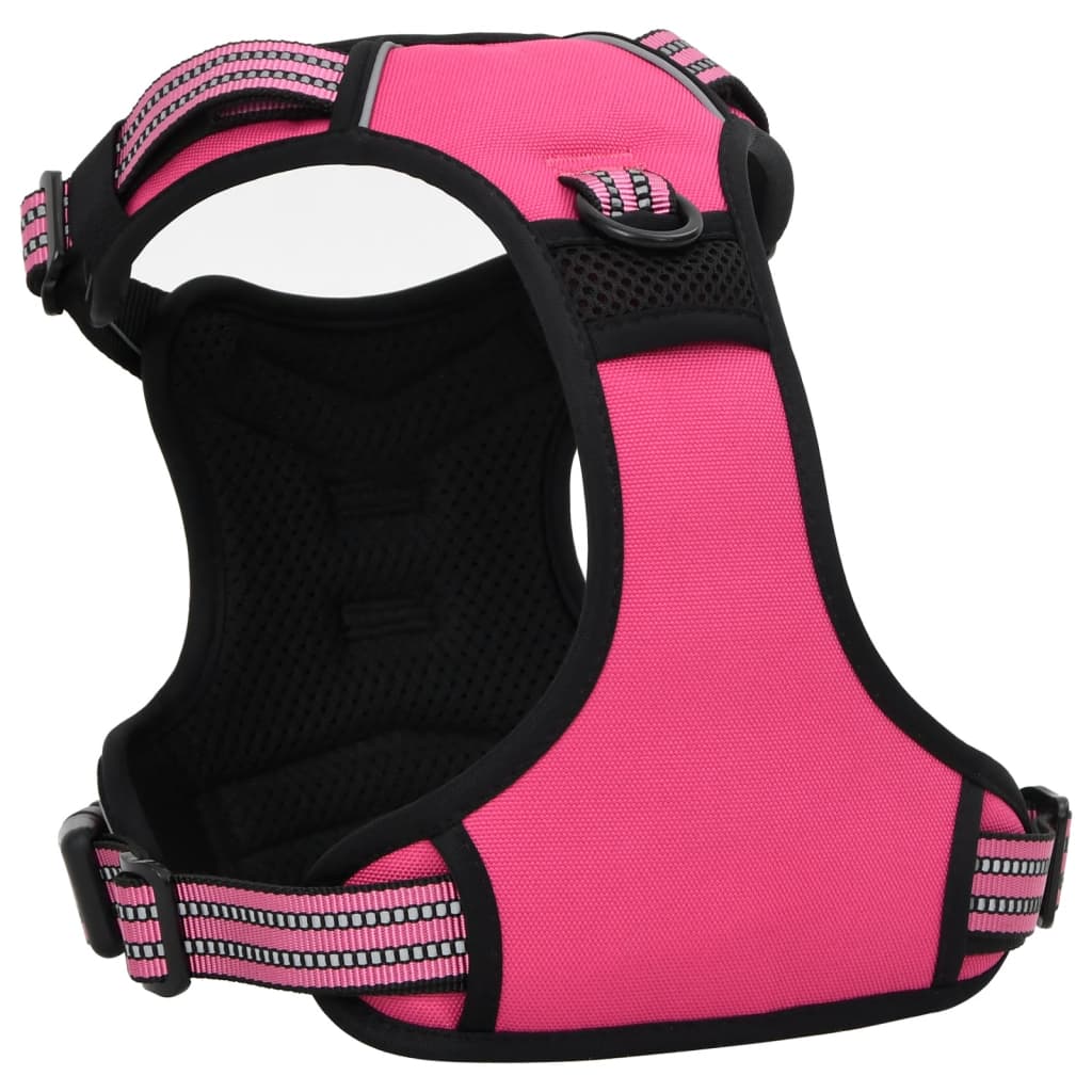 Dog Harness with Reflective Stripes Adjustable Pink M