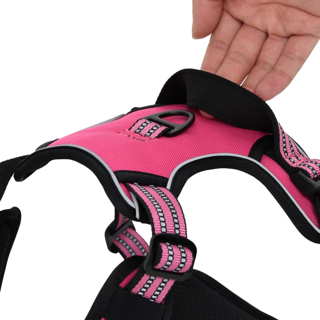 Dog Harness with Reflective Stripes Adjustable Pink M