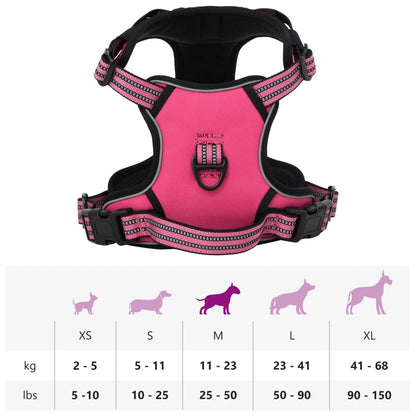 Dog Harness with Reflective Stripes Adjustable Pink M