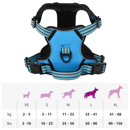 Dog Harness with Reflective Stripes Adjustable Blue L