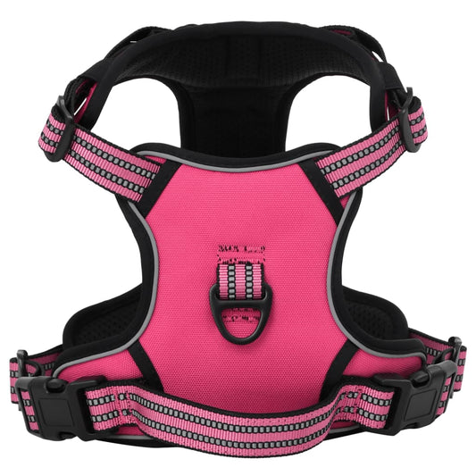 Dog Harness with Reflective Stripes Adjustable Pink L