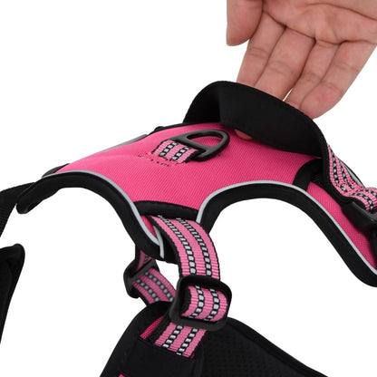 Dog Harness with Reflective Stripes Adjustable Pink L