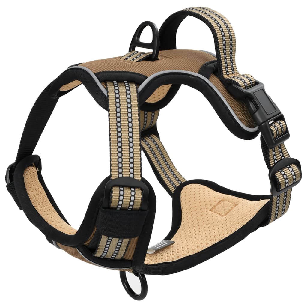 Dog Harness with Reflective Stripes Adjustable Brown XL