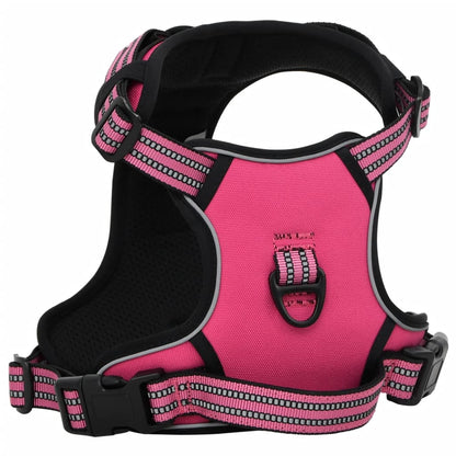 Dog Harness with Reflective Stripes Adjustable Pink XL